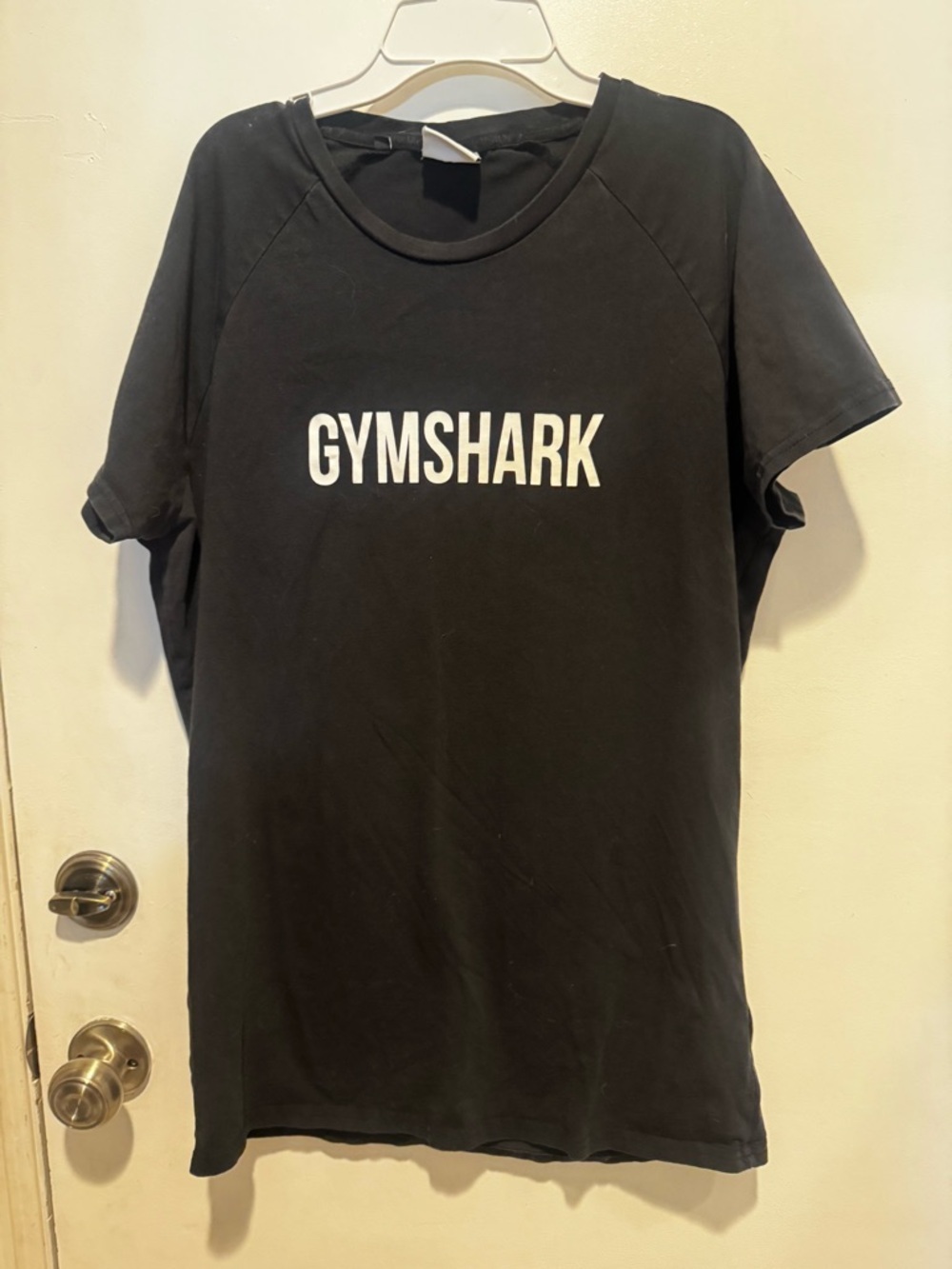 Gymshark Black Tee with White Logo size large women's